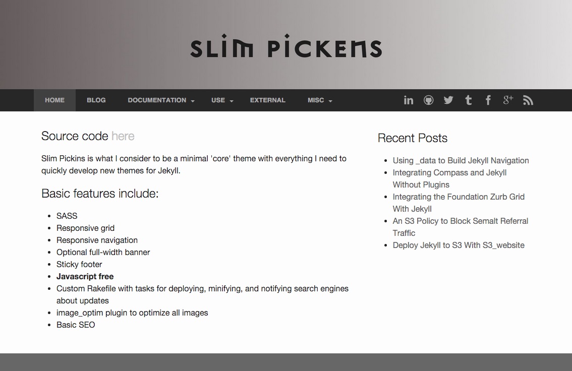 Slim Pickins Jekyll Theme